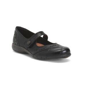 COBB HILL ROCKPORT Black Leather Petra Comfort Mary Jane Flats